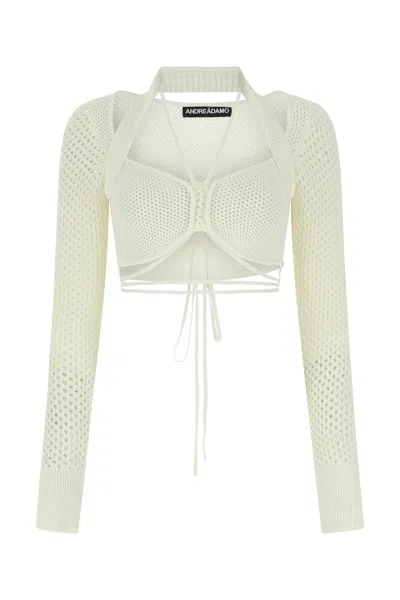 ANDREÄDAMO IVORY STRETCH MESH TOP