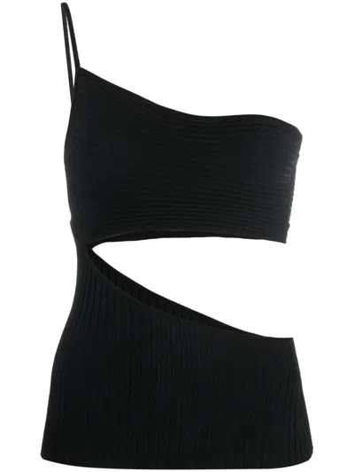 ANDREÄDAMO ONE-SHOULDER CUT-OUT RIBBED TOP