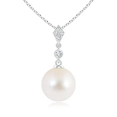 ANGARA ANGARA 10MM CLASSIC FRESHWATER PEARL DROP PENDANT WITH DIAMONDS