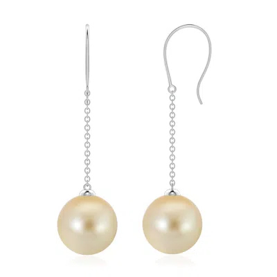 ANGARA ANGARA 10MM DANGLING SOLITAIRE GOLDEN SOUTH SEA PEARL EARRINGS