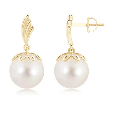 ANGARA ANGARA 10MM FRESHWATER PEARL DANGLE EARRINGS WITH WING MOTIF