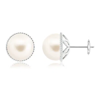 ANGARA ANGARA 10MM FRESHWATER PEARL EARRINGS WITH TWISTED ROPE FRAME