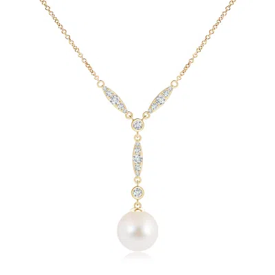ANGARA ANGARA 10MM FRESHWATER PEARL LARIAT STYLE NECKLACE WITH DIAMONDS