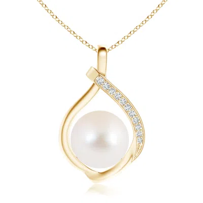 ANGARA ANGARA 10MM FRESHWATER PEARL LOOP PENDANT WITH DIAMONDS