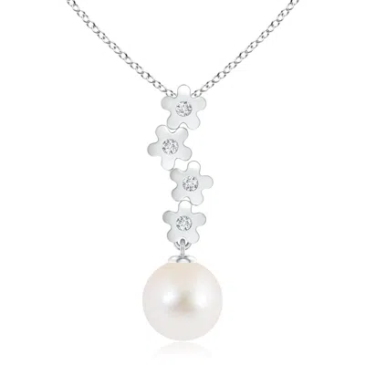 ANGARA ANGARA 10MM FRESHWATER PEARL PENDANT WITH CASCADING FLOWERS