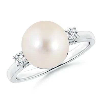 ANGARA ANGARA 10MM FRESHWATER PEARL RING WITH DIAMOND ACCENTS