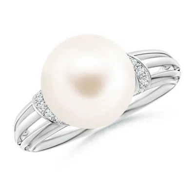 ANGARA ANGARA 10MM FRESHWATER PEARL RING WITH PAVE-SET DIAMONDS