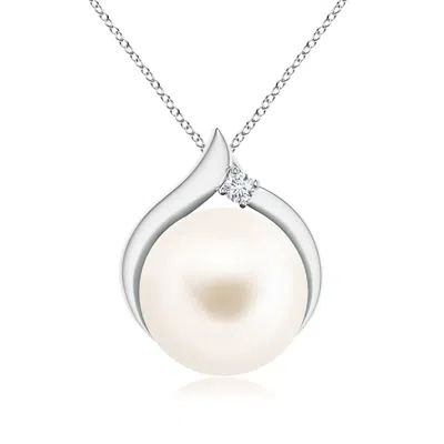 ANGARA ANGARA 10MM FRESHWATER PEARL SOLITAIRE PENDANT WITH DIAMOND
