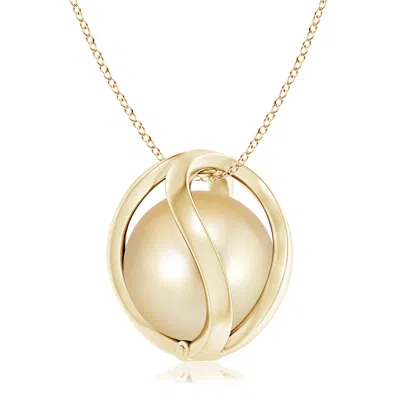 ANGARA ANGARA 10MM GOLDEN SOUTH SEA PEARL CAGE PENDANT