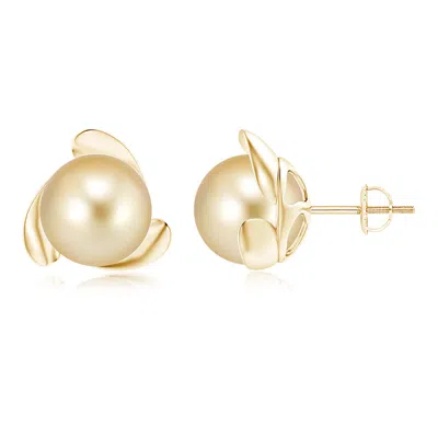 ANGARA ANGARA 10MM GOLDEN SOUTH SEA PEARL FLOWER STUD EARRINGS