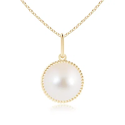 ANGARA ANGARA 10MM SOLITAIRE FRESHWATER PEARL PENDANT WITH TWISTED ROPE