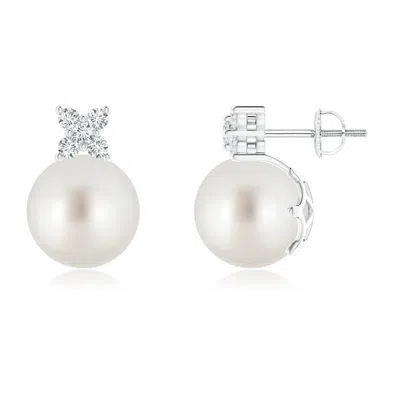 ANGARA ANGARA 10MM SOUTH SEA PEARL AND DIAMOND CLUSTER STUD EARRINGS