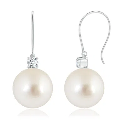 ANGARA ANGARA 10MM SOUTH SEA PEARL & DIAMOND FISH HOOK EARRINGS