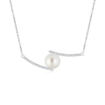 ANGARA ANGARA 10MM SOUTH SEA PEARL BYPASS PENDANT WITH DIAMOND ACCENTS