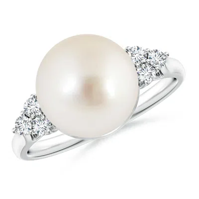 ANGARA ANGARA 10MM SOUTH SEA PEARL RING WITH TRIO DIAMONDS