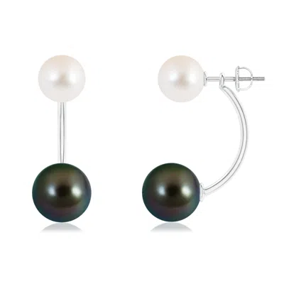 ANGARA ANGARA 10MM TAHITIAN & FRESHWATER PEARL FRONT BACK STUD EARRINGS
