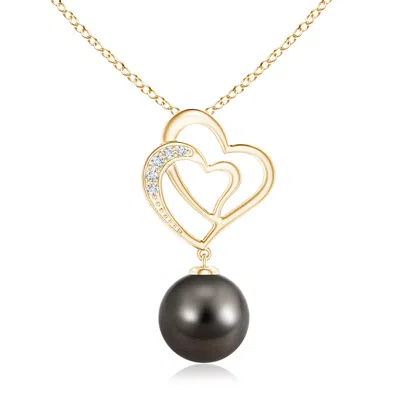 ANGARA ANGARA 10MM TAHITIAN PEARL ENTWINED HEART PENDANT