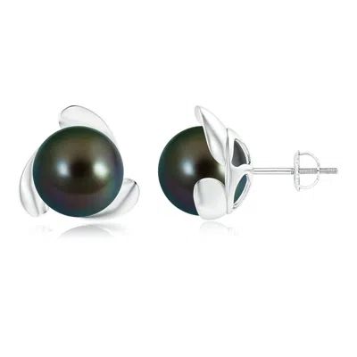 ANGARA ANGARA 10MM TAHITIAN PEARL FLOWER STUD EARRINGS