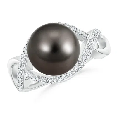 ANGARA ANGARA 10MM TAHITIAN PEARL INFINITY RING WITH DIAMONDS