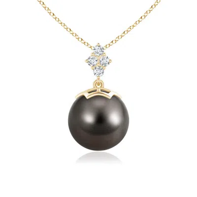ANGARA ANGARA 10MM TAHITIAN PEARL PENDANT WITH DIAMOND CLUSTER