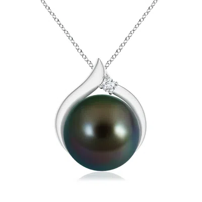 ANGARA ANGARA 10MM TAHITIAN PEARL SOLITAIRE PENDANT WITH DIAMOND