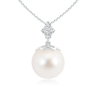 ANGARA ANGARA 11MM FRESHWATER PEARL PENDANT WITH DIAMOND CLUSTER