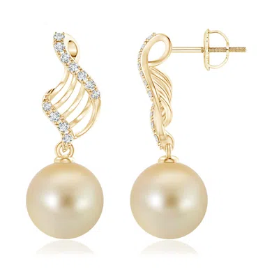 ANGARA ANGARA 11MM GOLDEN SOUTH SEA PEARL SWIRL DANGLE EARRINGS
