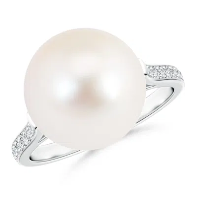 ANGARA ANGARA 12MM FRESHWATER PEARL RING WITH PAVE DIAMONDS