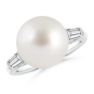 ANGARA ANGARA 12MM SOUTH SEA PEARL RING WITH BAGUETTE DIAMONDS