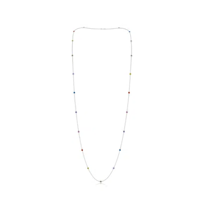 ANGARA 36" SPECTRA BEZEL-SET ROUND MULTI-SAPPHIRE STATION NECKLACE