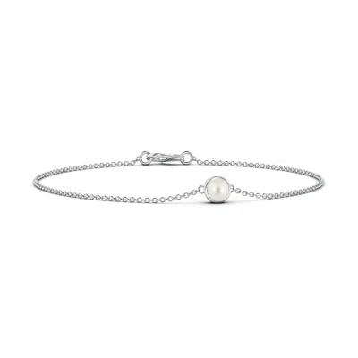 ANGARA ANGARA 4MM BEZEL-SET ROUND FRESHWATER PEARL CHAIN BRACELET