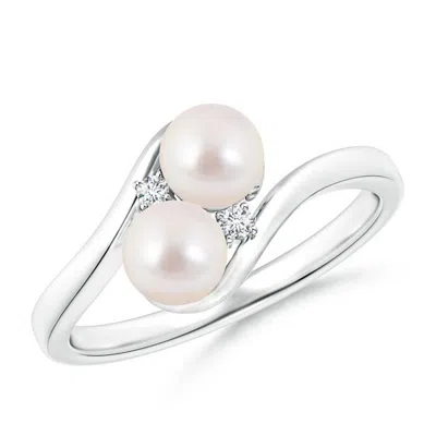 ANGARA ANGARA 5MM DOUBLE JAPANESE AKOYA PEARL RING WITH DIAMOND ACCENTS