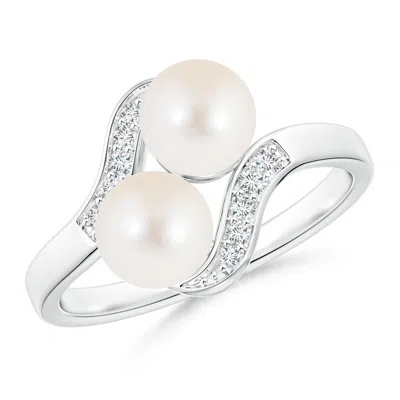 ANGARA ANGARA 6MM DUAL FRESHWATER PEARL RING WITH DIAMOND ACCENTS