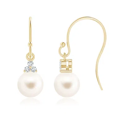 ANGARA ANGARA 6MM FRESHWATER PEARL & DIAMOND TRIO DROP EARRINGS