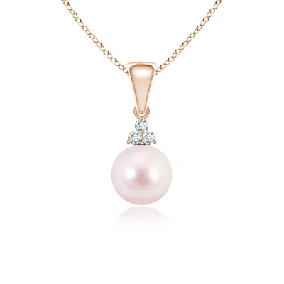 ANGARA ANGARA 6MM JAPANESE AKOYA PEARL PENDANT WITH TRIO DIAMONDS