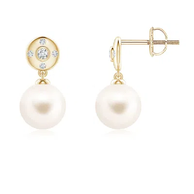 ANGARA ANGARA 7MM FRESHWATER PEARL EARRINGS WITH DIAMOND ACCENT