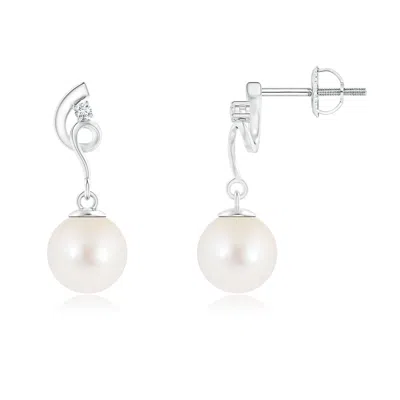 ANGARA ANGARA 7MM FRESHWATER PEARL TWIST EARRINGS WITH DIAMOND