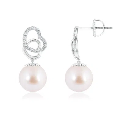 ANGARA ANGARA 7MM INTERTWINED HEART JAPANESE AKOYA PEARL DROP EARRINGS