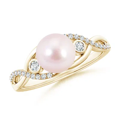 ANGARA ANGARA 7MM JAPANESE AKOYA PEARL AND DIAMOND INFINITY RING