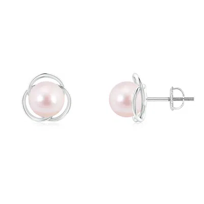 ANGARA ANGARA 7MM JAPANESE AKOYA PEARL LOVE KNOT STUDS