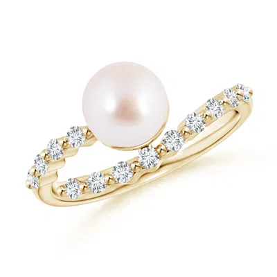 ANGARA ANGARA 7MM JAPANESE AKOYA PEARL SOLITAIRE RING WITH DIAMONDS