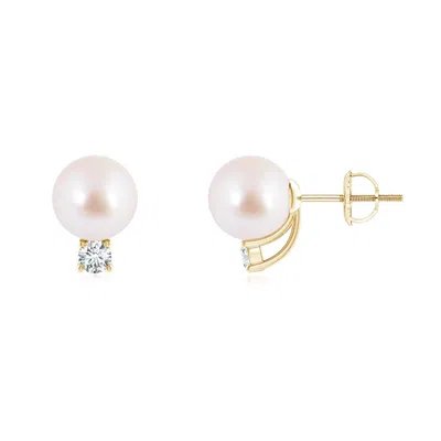 ANGARA ANGARA 7MM SOLITAIRE JAPANESE AKOYA PEARL STUDS WITH DIAMOND