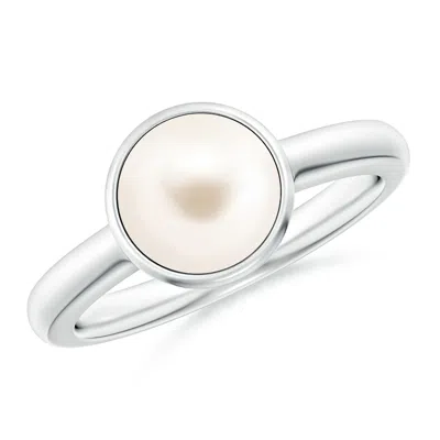 ANGARA ANGARA 8MM BEZEL-SET ROUND FRESHWATER PEARL SOLITAIRE ENGAGEMENT RING