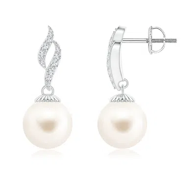 ANGARA ANGARA 8MM FRESHWATER PEARL AND DIAMOND FLAME EARRINGS