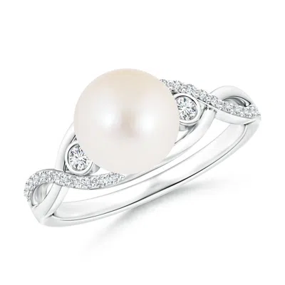ANGARA ANGARA 8MM FRESHWATER PEARL AND DIAMOND INFINITY RING