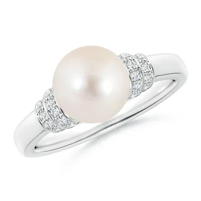 ANGARA ANGARA 8MM FRESHWATER PEARL & PAVE-SET DIAMOND RING