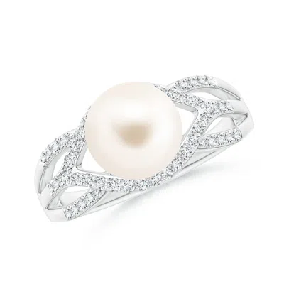 ANGARA ANGARA 8MM FRESHWATER PEARL CRISS-CROSS SHANK RING
