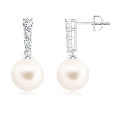 ANGARA ANGARA 8MM FRESHWATER PEARL EARRINGS WITH GRADUATED DIAMONDS