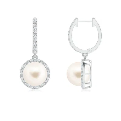 ANGARA ANGARA 8MM FRESHWATER PEARL HALO DROP EARRINGS