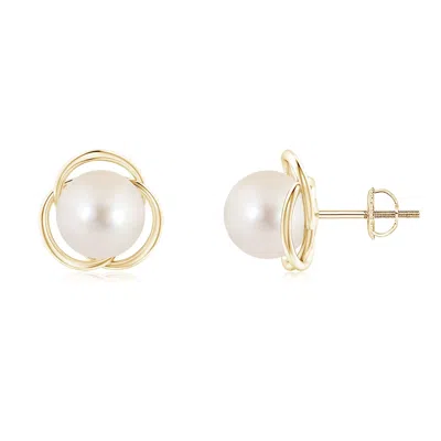 ANGARA ANGARA 8MM FRESHWATER PEARL LOVE KNOT STUDS